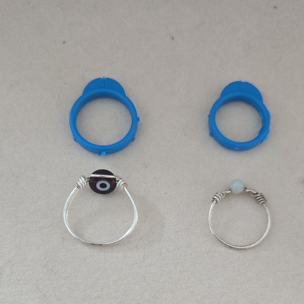 💫 Blue and Silver Ring Set